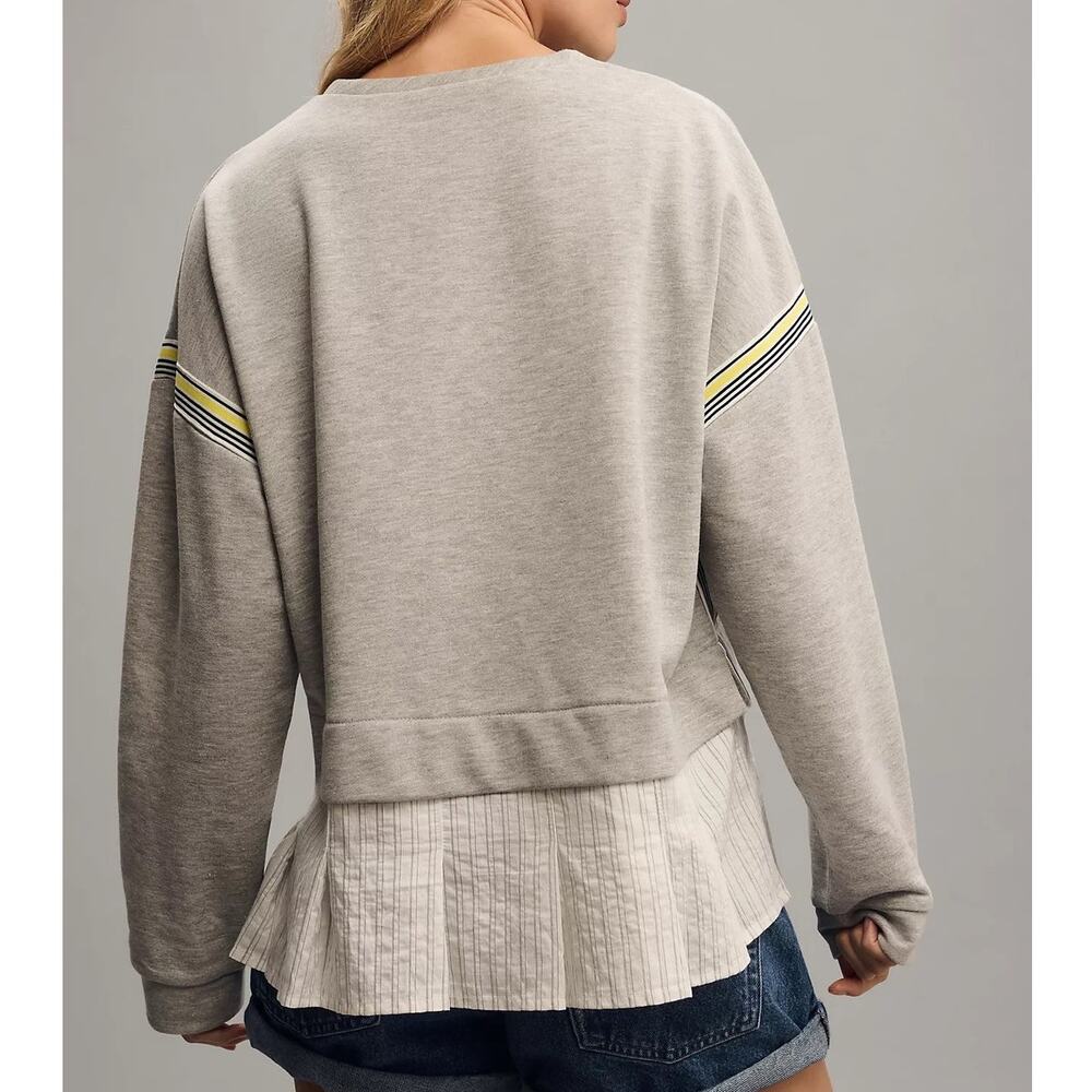 Maeve Sweatshirt Blouse Gray Layered Stripe Detail Women’s XXS - Picture 2 of 10